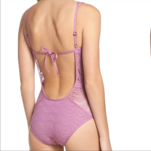 🔺SOLD🔺 Becca Crochet Plunging One-Piece Swimsuit - Picture 5 of 5